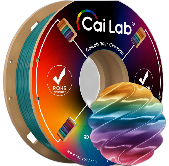 Caiduowu 30PrintingFlament PlaSlk Rainbow Sertes 1.7smm Multi-Color High- Speed Pinting Flament Adaptaton RAINB0OW#4 4RB004